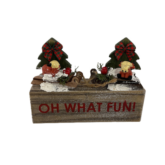 AGSD Christmas Decor - Oh What Fun Highland Cow Figurine Sled