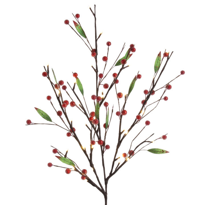 RAZ Imports Christmas Floral Decor Stem - LED Lighted Twig Branch RED Berries 3pc Set
