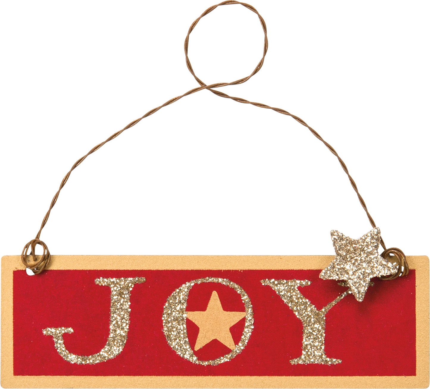 PBK Christmas Decor - JOY Red Gold Star Tin Ornament