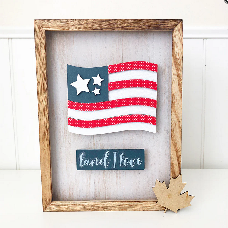 FD Patriotic Craft Supply - Unfinished July 4th Flag Base Kit for Simple Frame
