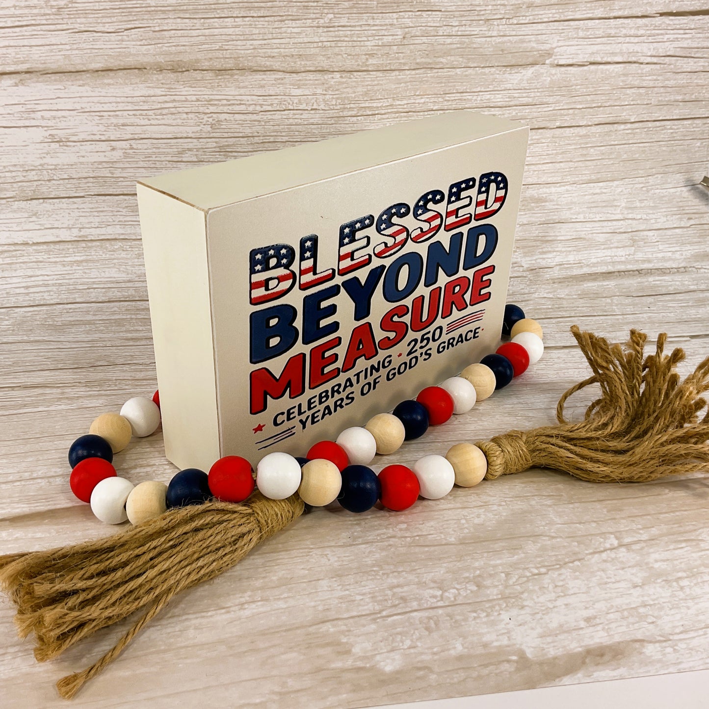AGSD Patriotic Decor – Blessed July 4th 250th Birthday  Sign & Garland