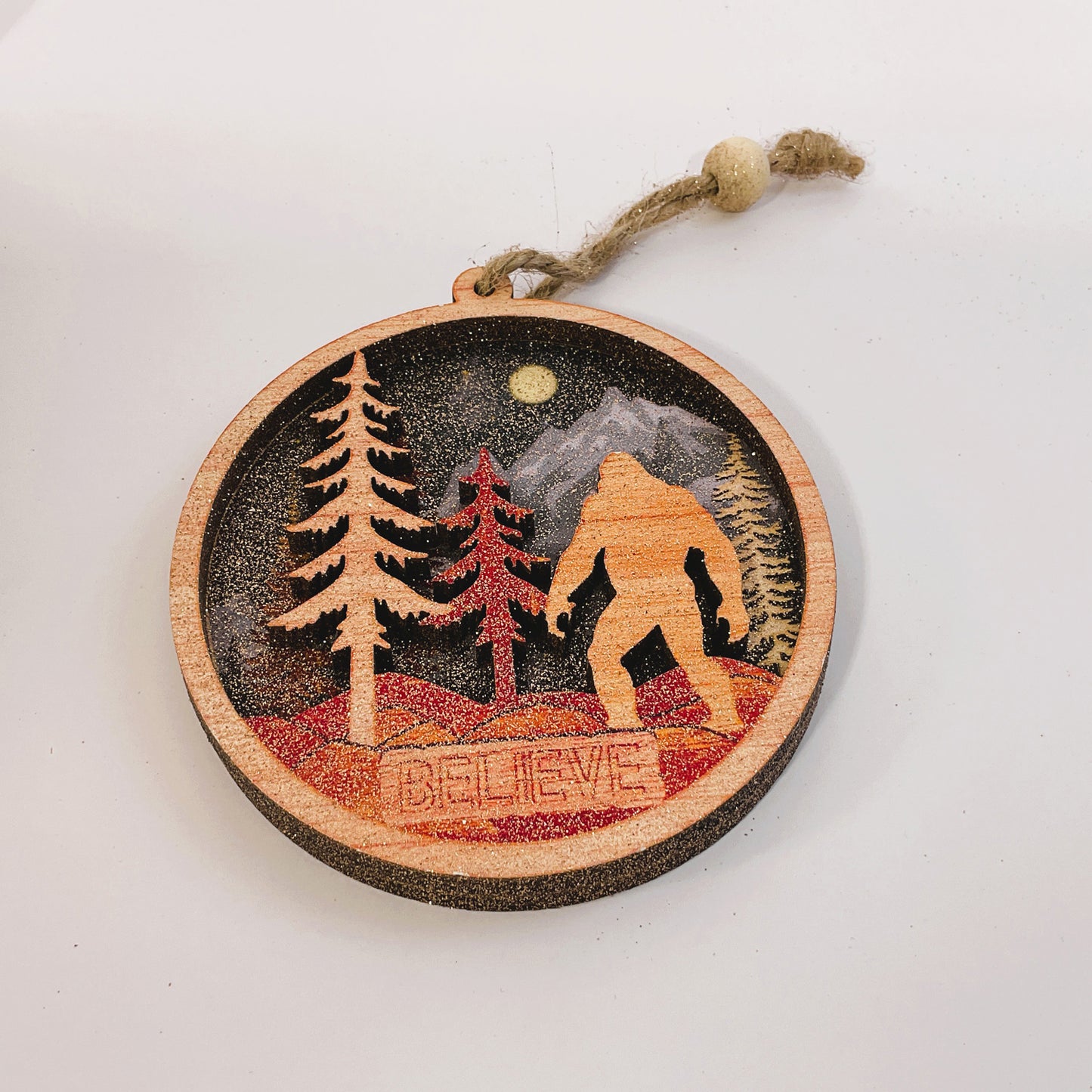 AGSD Christmas Decor - Believe Bigfoot Tree Inset Box Sign