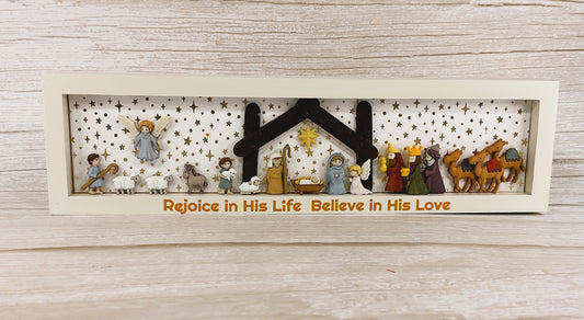 AGSD Christmas Decor - Nativity Manger Scene Flat Back Button Inset Sign