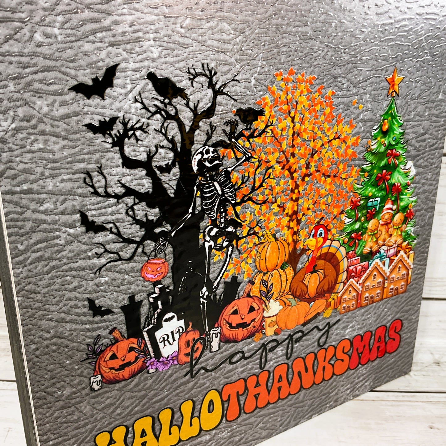 AGD Halloween Decor - Multi Season Hallo-Thank-Mas Box Sign