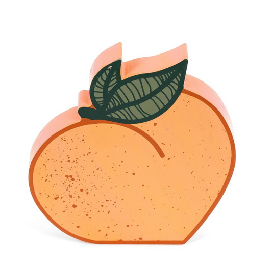 Adams & Co. Summer Decor - Peach Spring Fruit Wood Tier Tray Sitter