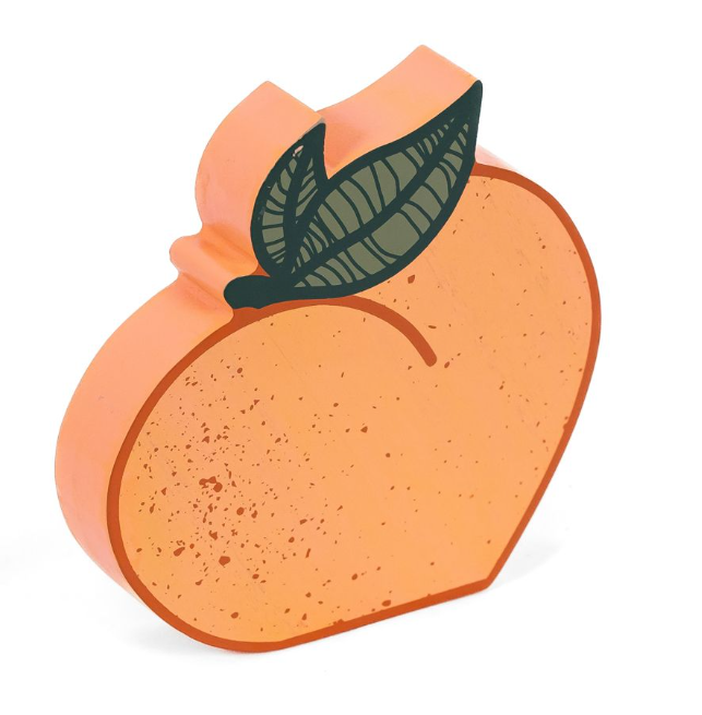 Adams & Co. Summer Decor - Peach Spring Fruit Wood Tier Tray Sitter