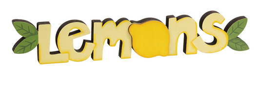 CWI Spring Decor - Wooden Word Cutout Lemons Sitter Sign