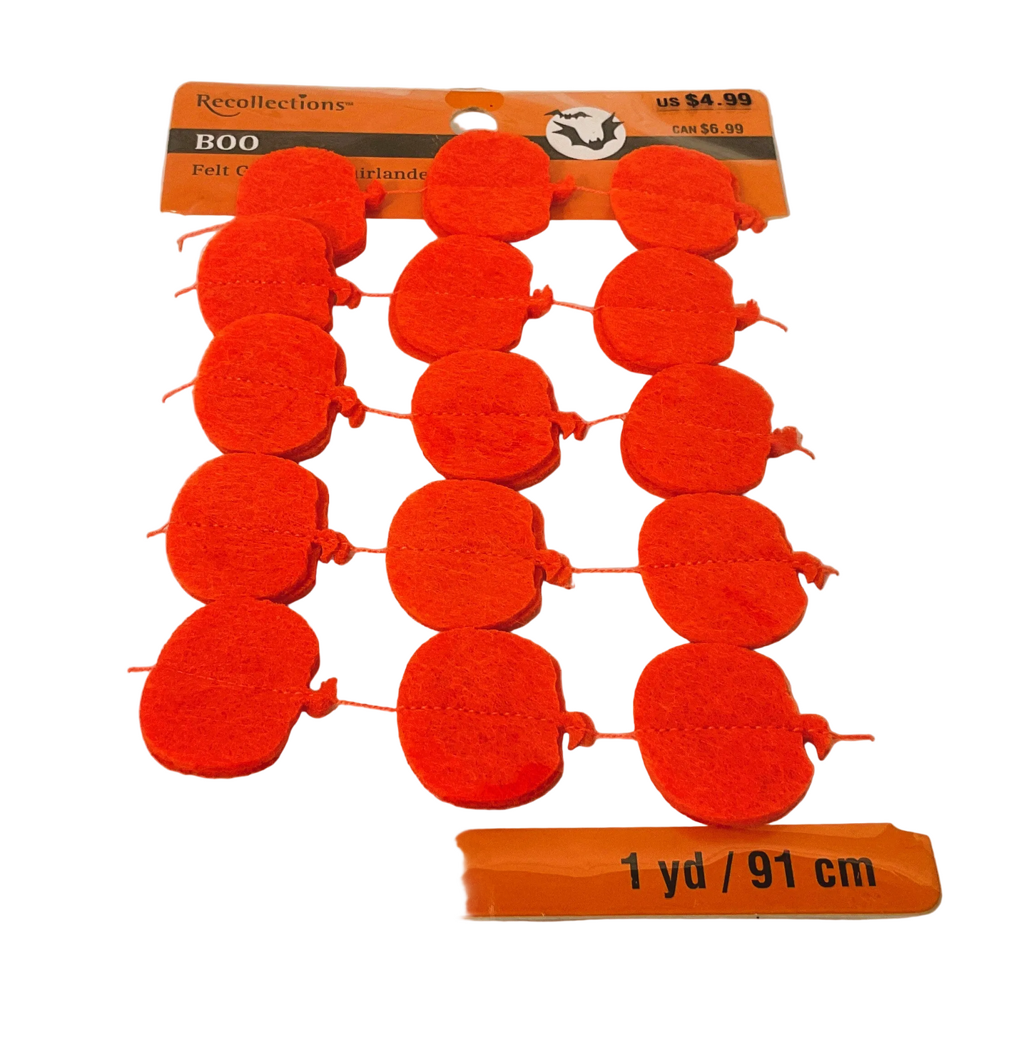 Michaels Halloween Craft Supply - Mini Felt Orange Pumpkin Garland