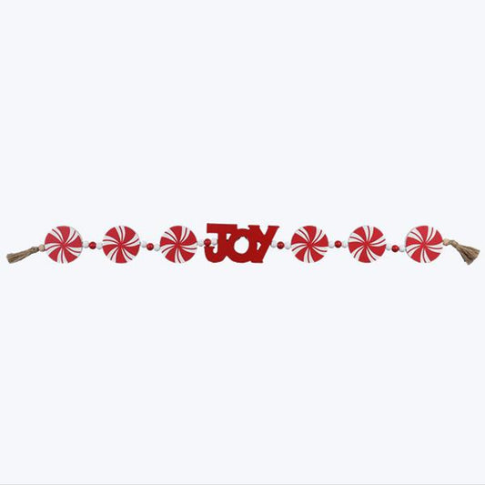 Youngs Christmas Decor - Peppermint Candy Joy Garland