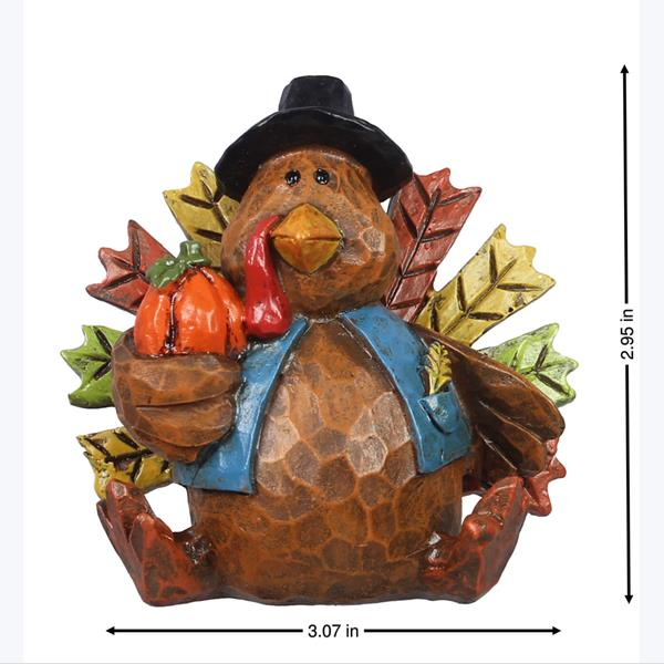 YI Fall Decor - Thanksgiving Pilgrim Turkey Sitter Resin Figurine Tabletop Sitter