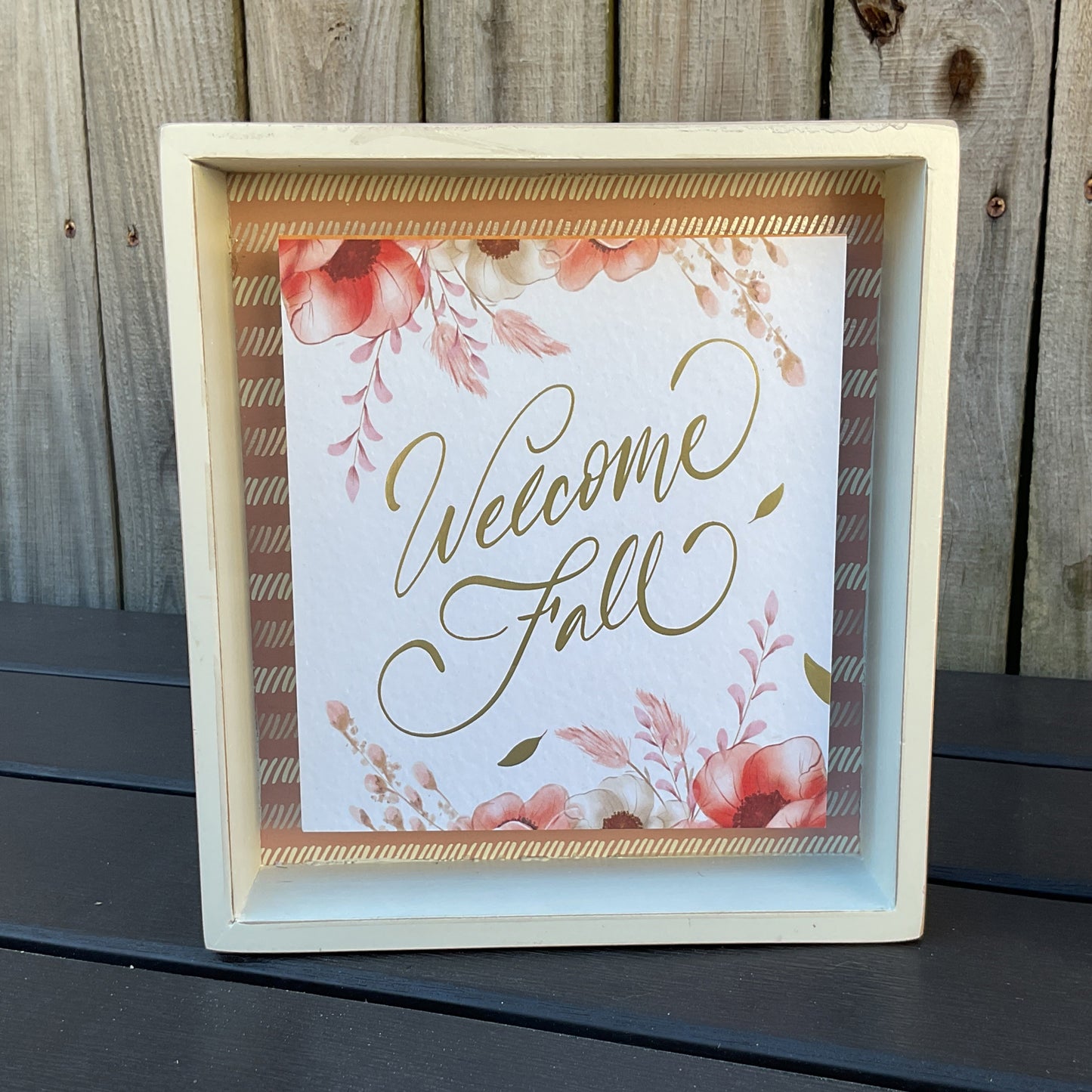 AGSD Fall Decor - Pastel Rose Gold Welcome Harvest Box Signs 2pc