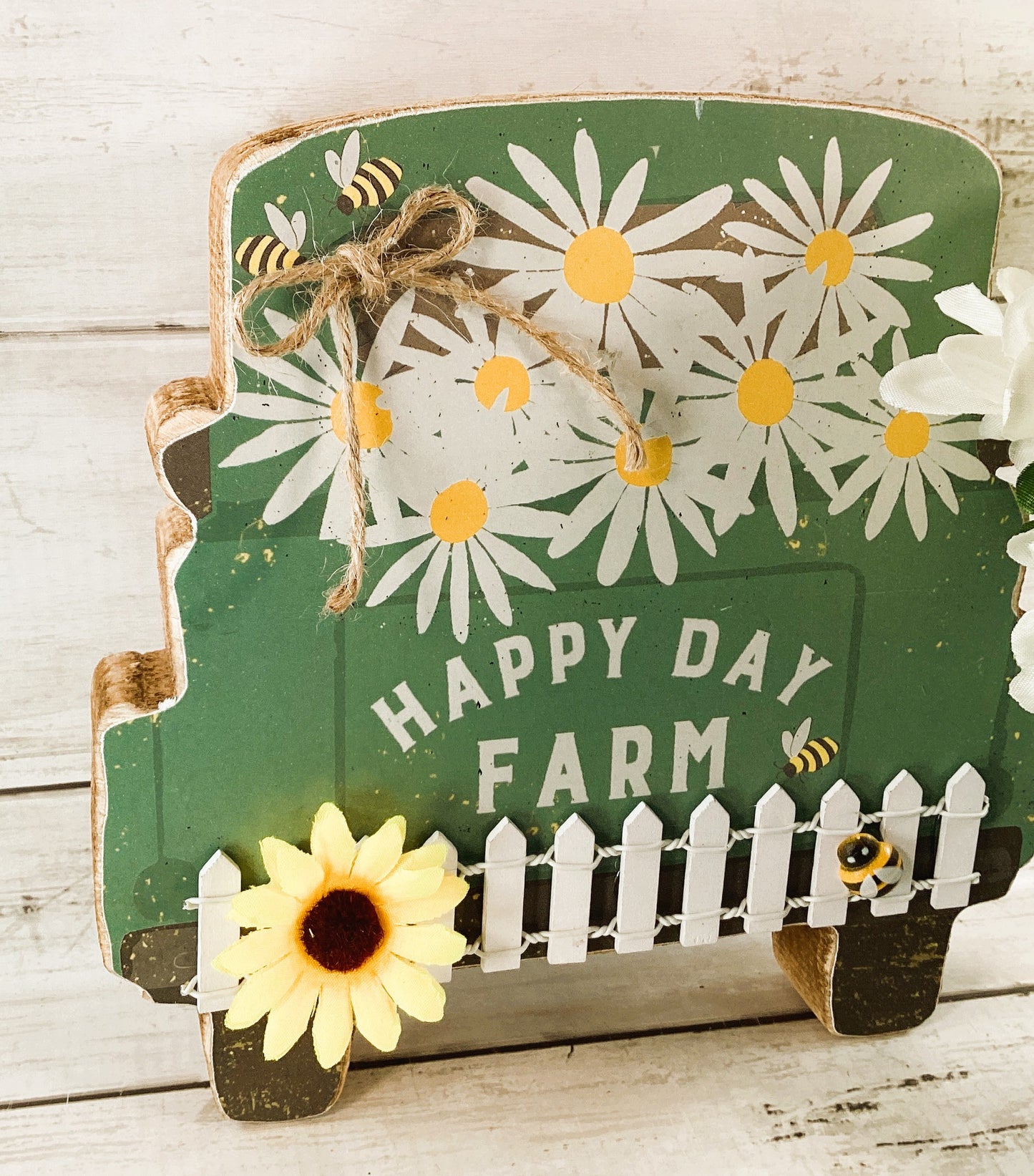 AGD Spring Decor - Happy Farm Daisy Sunflower Highland Cow 2pc Set