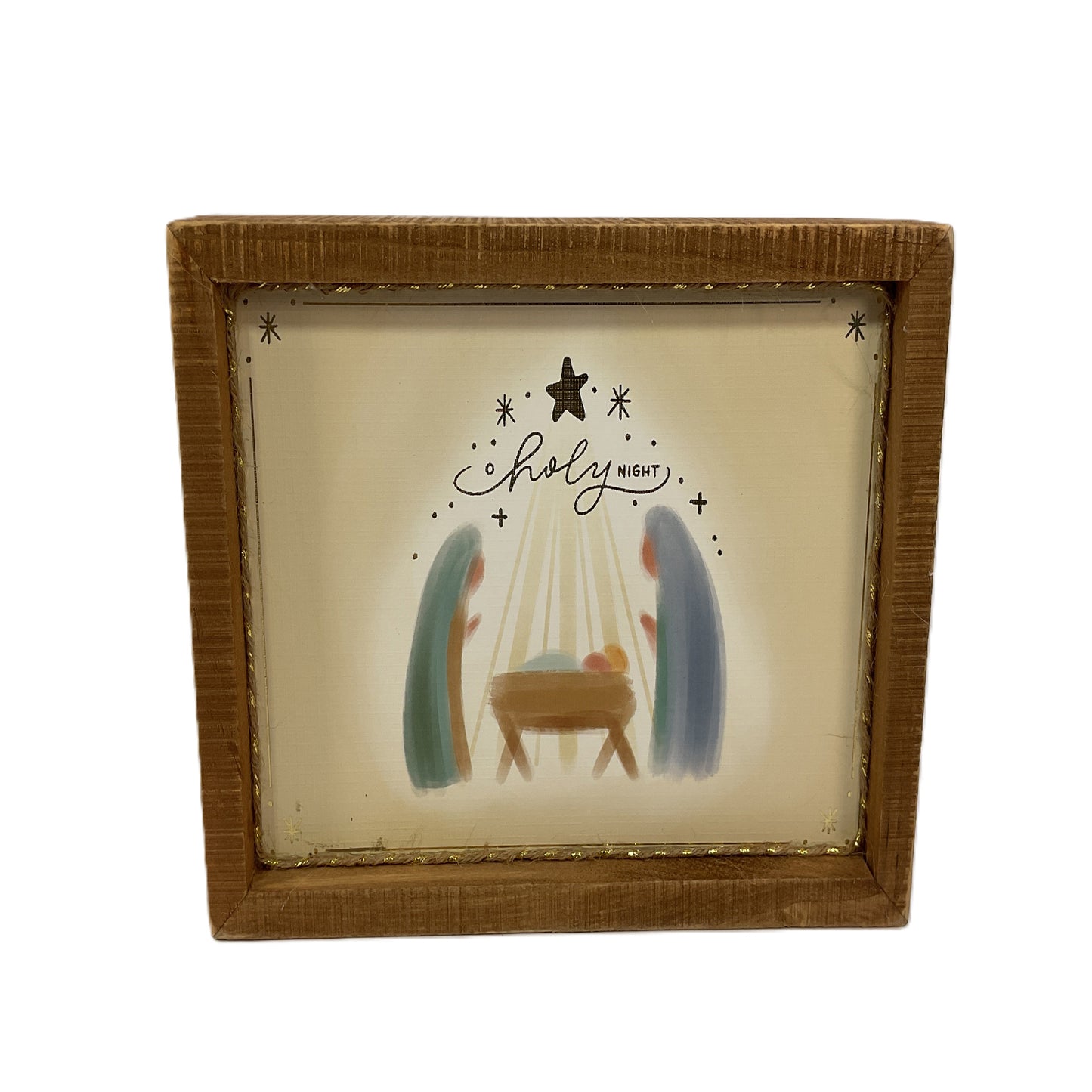 AGSD Christmas Decor - Nativity Holy Night Manger Inset Box Sign