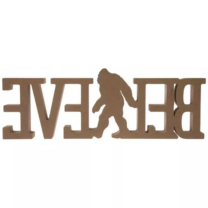 HL Home Decor - Novelty Bigfoot Cut-out Believe Wood Sitter Sign