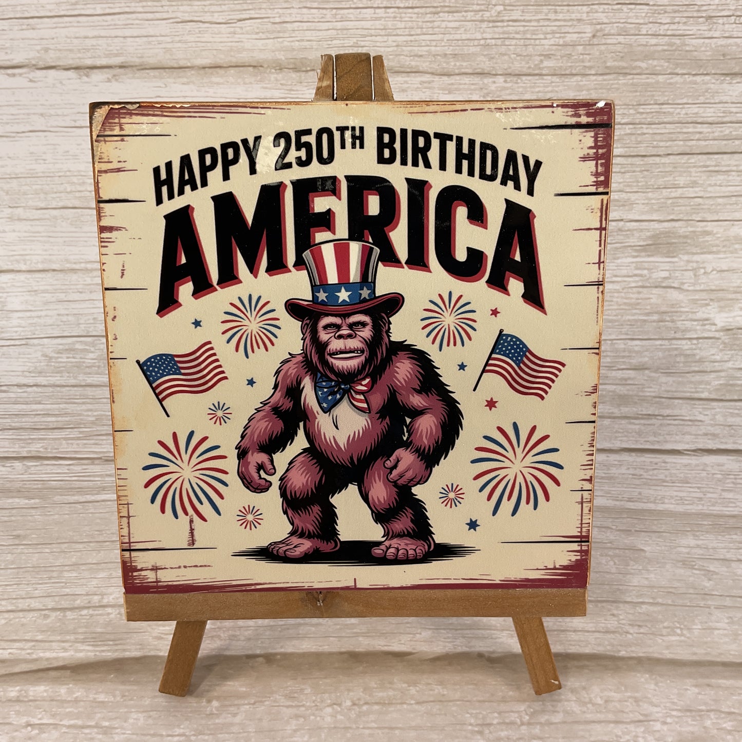 Uncle Sam Bigfoot Easel Sign – July 4th America 250th Birthday Patriotic Decor