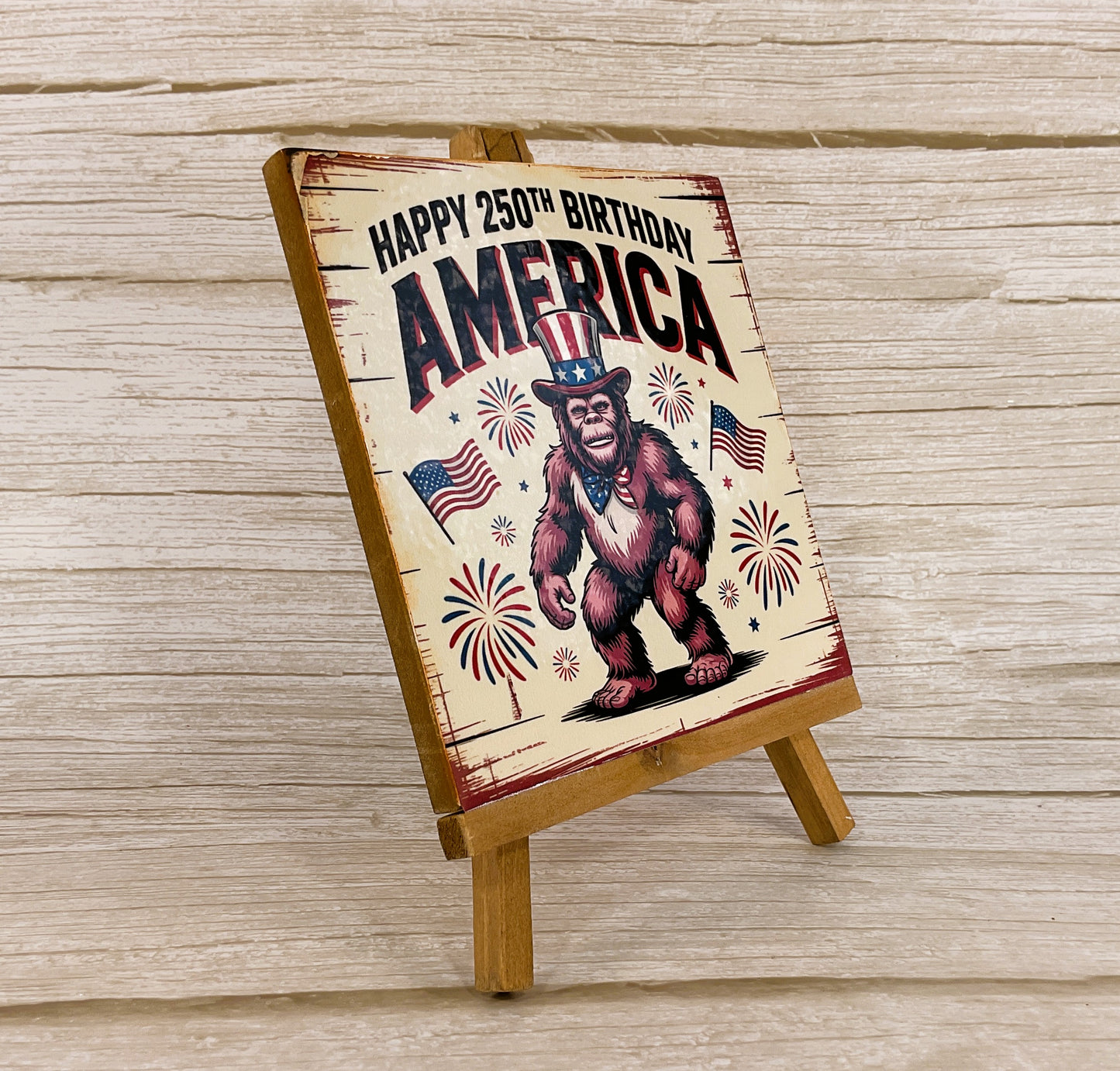 Uncle Sam Bigfoot Easel Sign – July 4th America 250th Birthday Patriotic Decor