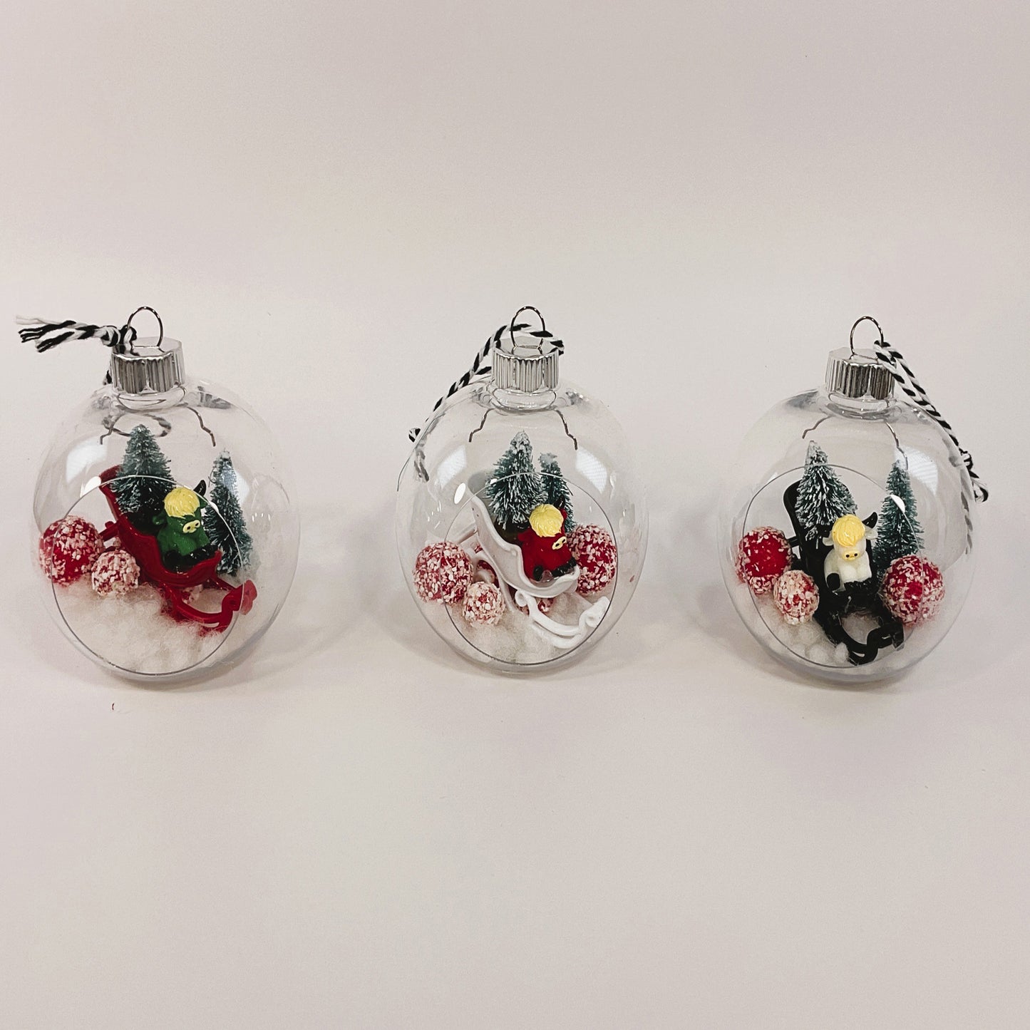 AGSD Christmas Decor - Highland Cows on Sled in Ornaments 3pc Set