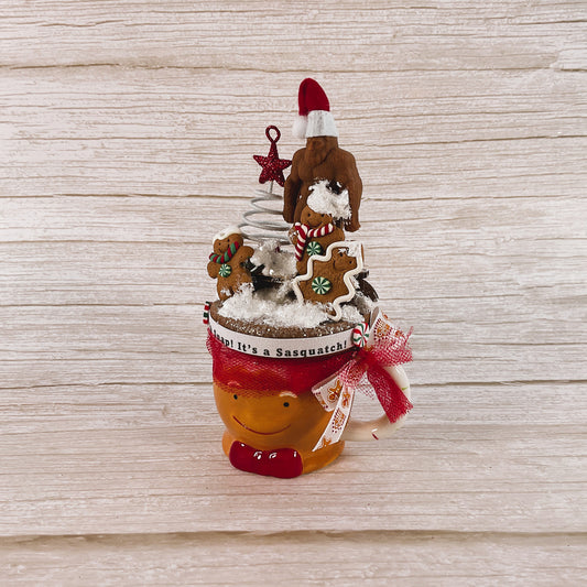 AGSD Christmas Decor - Gingerbread Big Foot Sasquatch Mini Mug Display