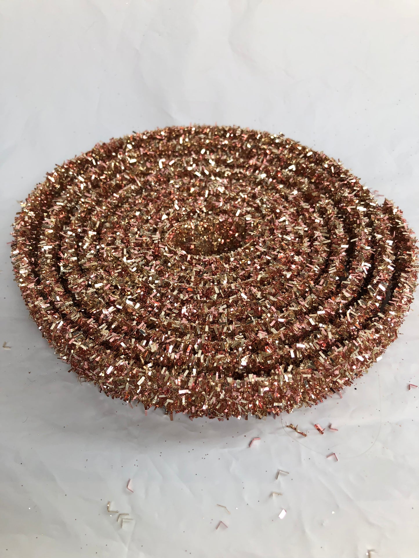 RAZ Imports Halloween Decor - Orange Rose Gold Glitter Flat Ribbon Garland