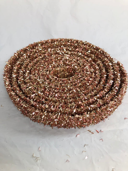 RAZ Imports Halloween Decor - Orange Rose Gold Glitter Flat Ribbon Garland