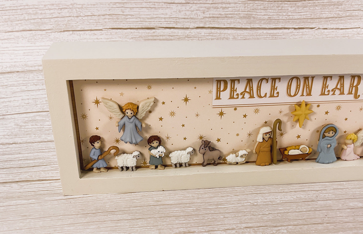 AGSD Christmas Decor - Nativity Scene Flat Back Button Inset Sign