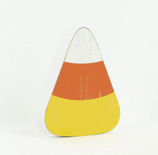 Adams & Co. Halloween Decor -  Candy Corn Chunky Wood Sitter 6-INCH