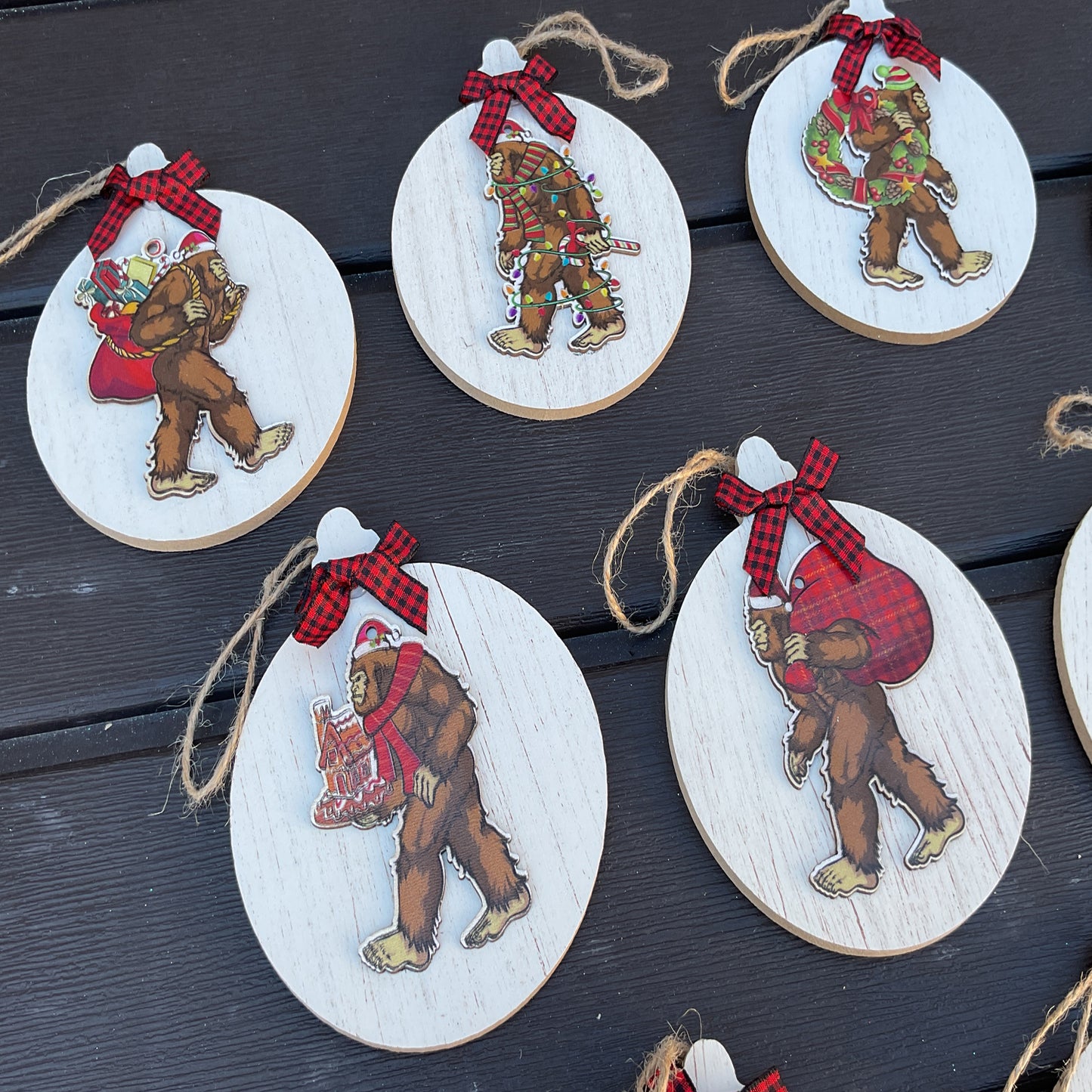 AGSD Christmas Decor - Bigfoot Sasquatch 3-D Ornaments 9pc Set