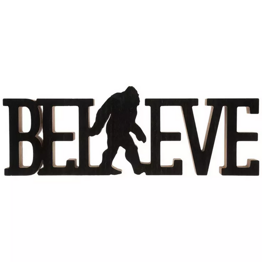 HL Home Decor - Novelty Bigfoot Cut-out Believe Wood Sitter Sign