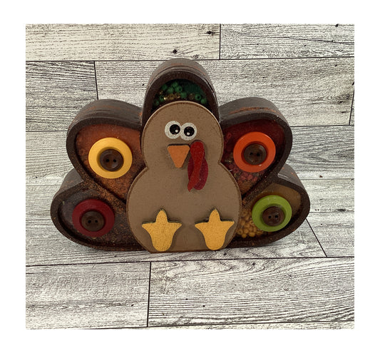 AGD  Fall Decor -  Button Turkey Chunky Wood Shaker Sitter CLEARANCE