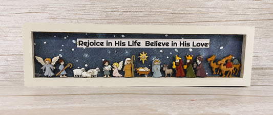 AGSD Christmas Decor - Nativity Manger Scene Flat Back Button Inset Sign