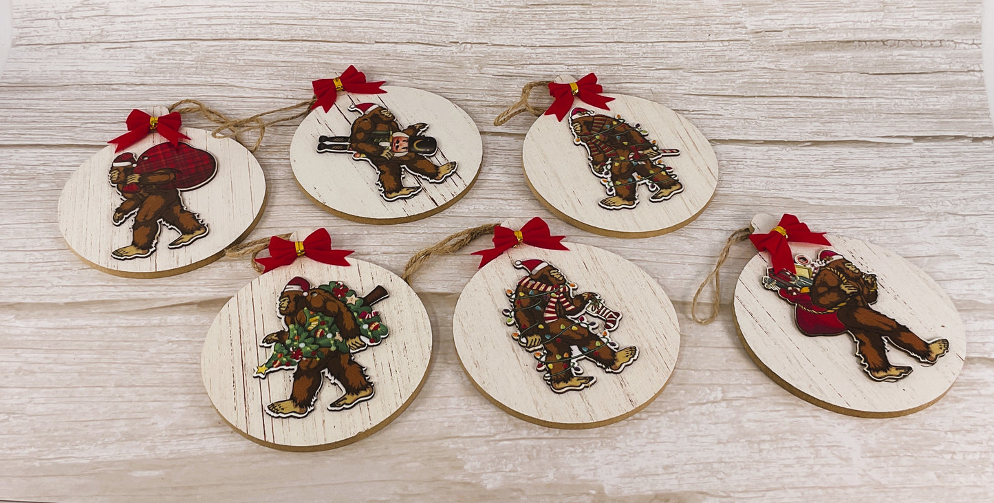 AGSD Christmas Decor - Bigfoot Sasquatch 3-D Ornaments 6pc Set