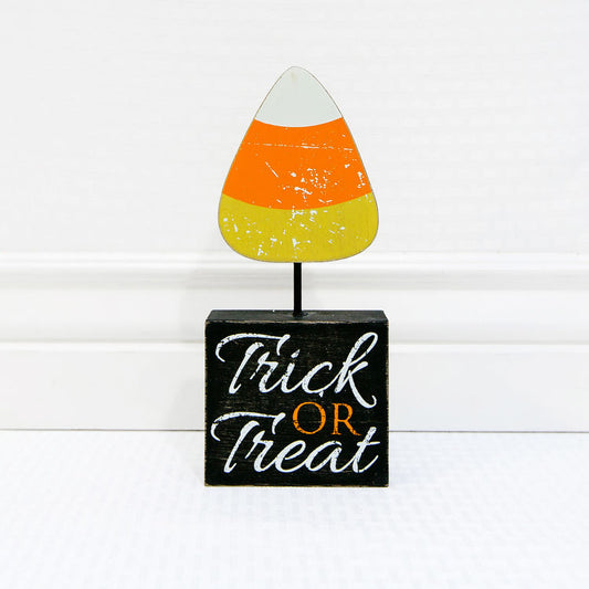 Adams & Co. Halloween Decor - Trick or Treat Wood Candy Corn