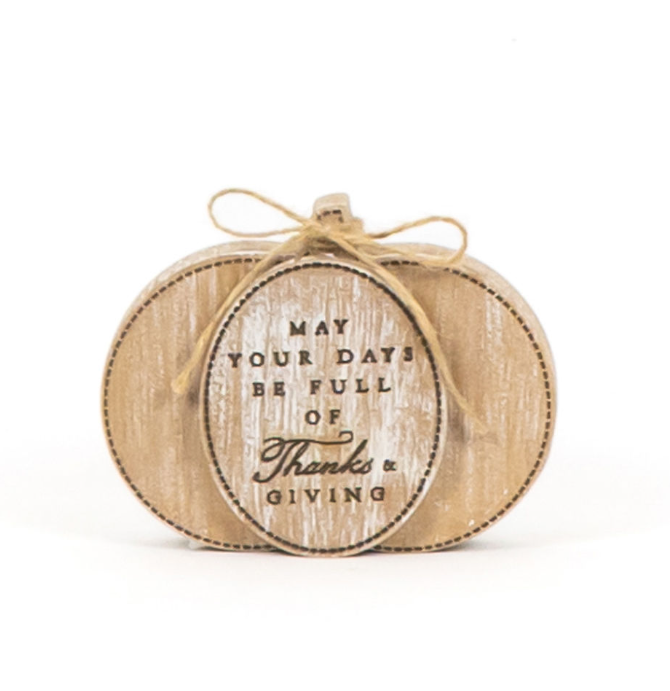 Adams & Co Halloween Fall Decor - Mango Wood Reversible Pumpkin 1pc