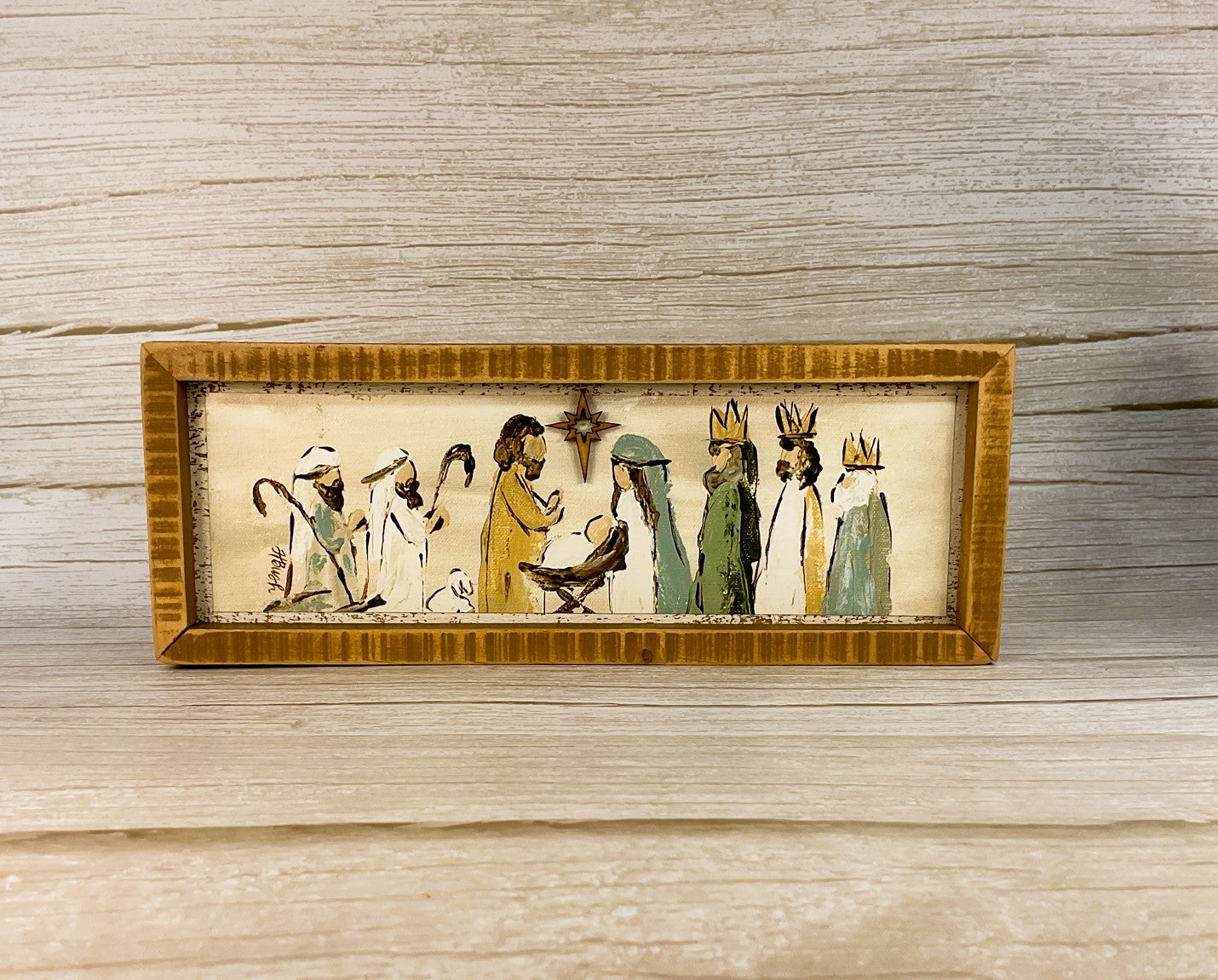 AGSD Christmas Decor - Farmhouse Neutral Nativity Scene Inset Sign