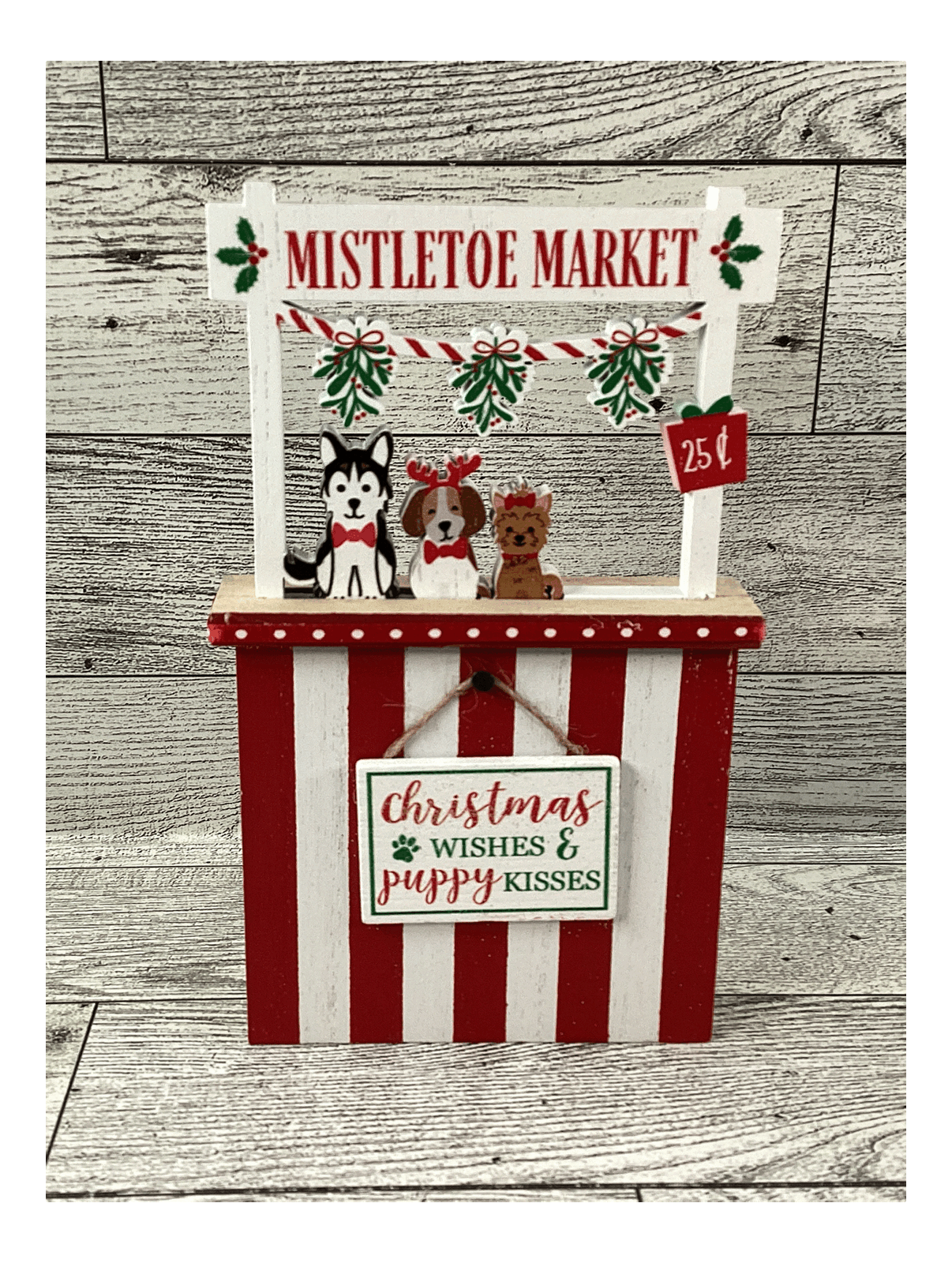 AGD  Christmas Decor - Dog Santa Paw Mistletoe Booth Tier Tray 4pc Set