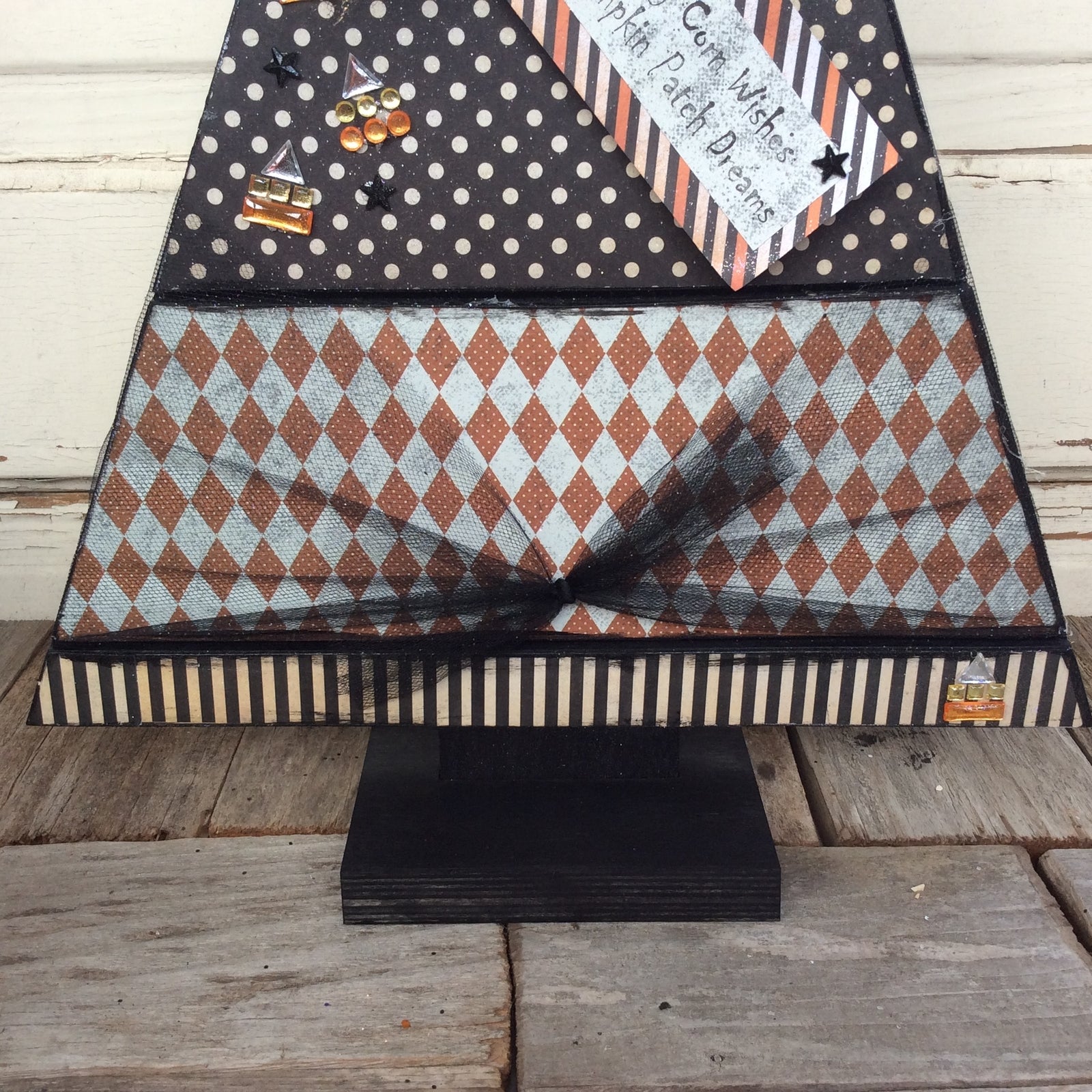 AGD Halloween Decor - Black Wood Slat Table Top Tree