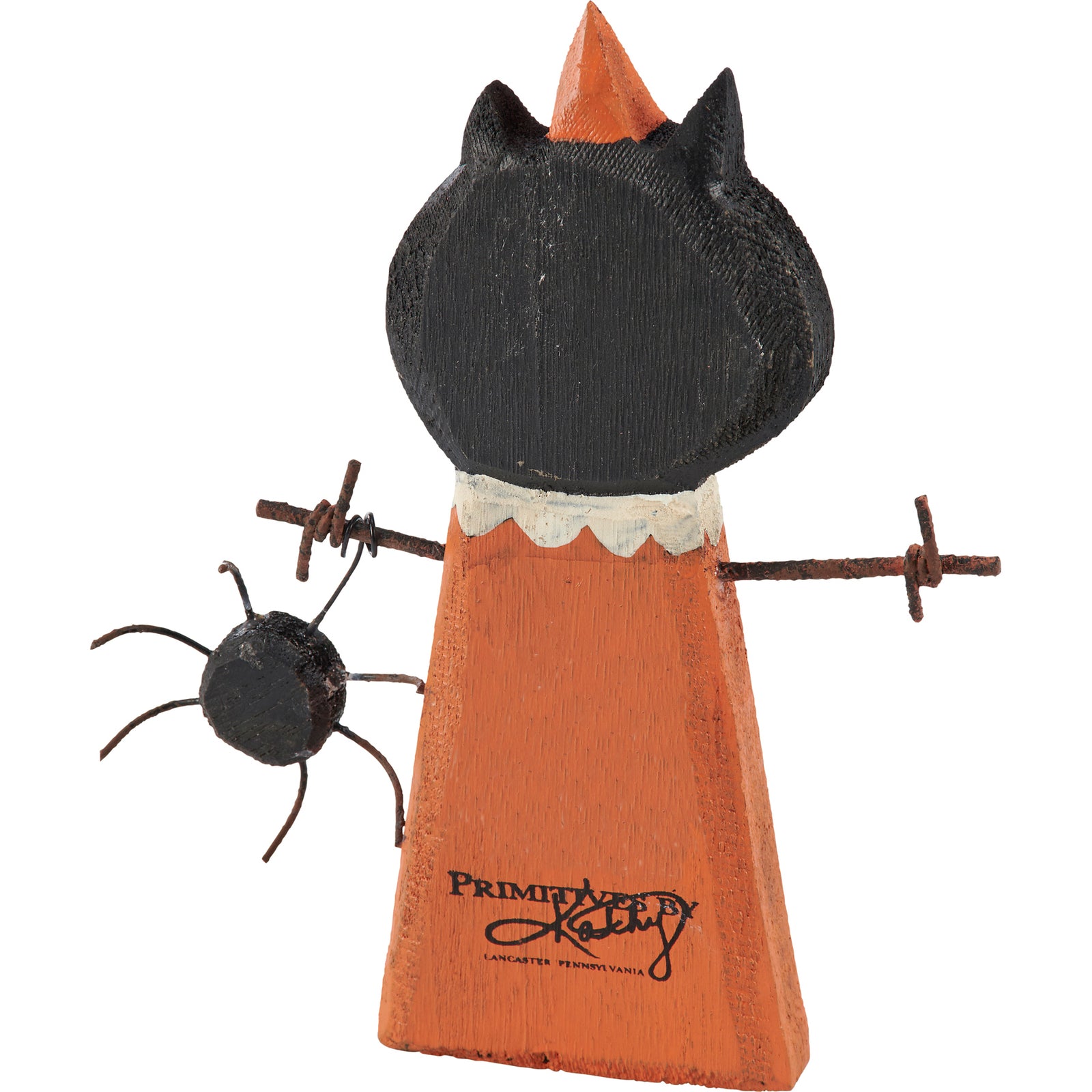 PBK Halloween Decor - Prim Wood Chunky Black Cat Sitter Tier Tray