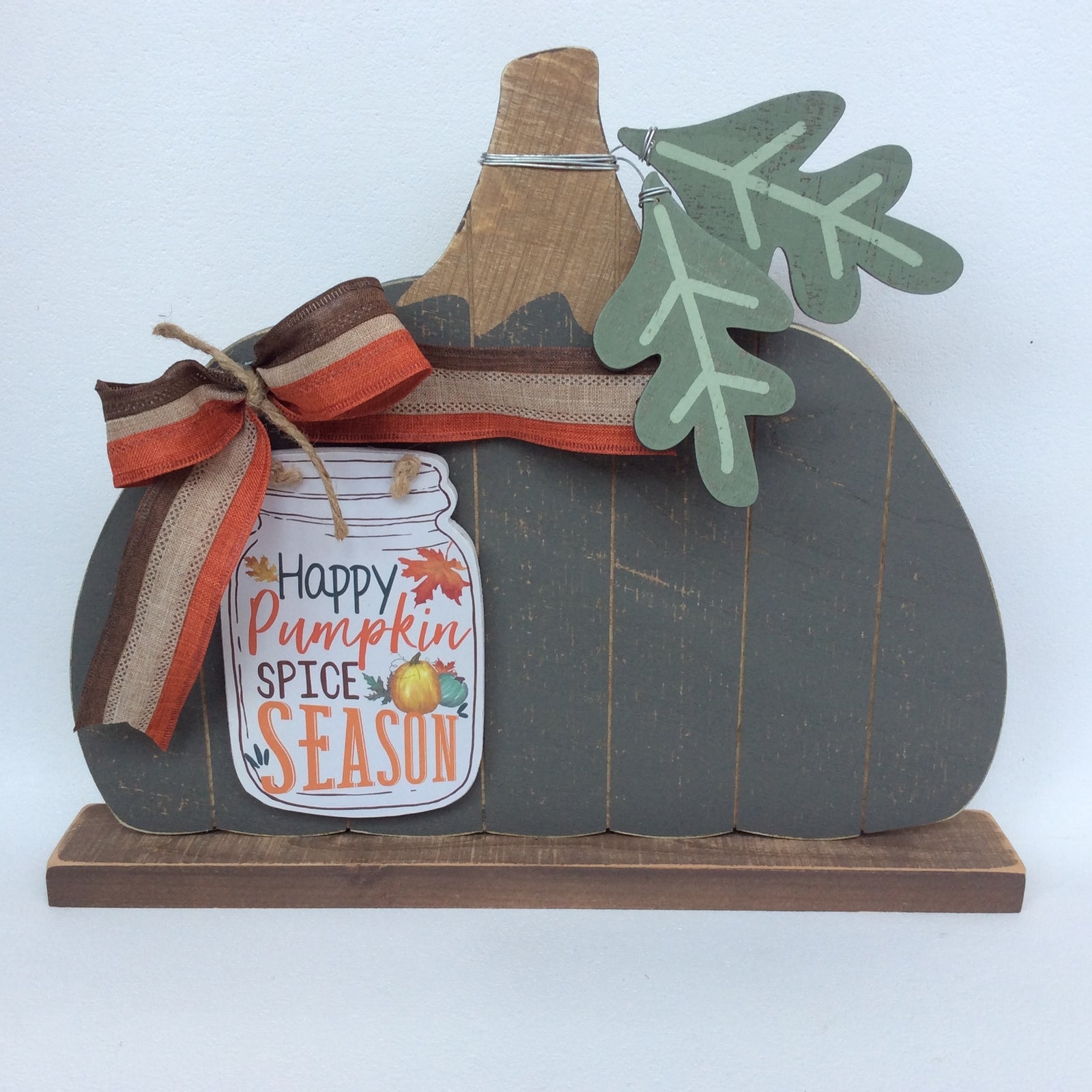 AGD Fall Decor - Happy Spice Season Gray Slat Pallet Farmhouse Pumpkin