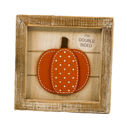 Adams Fall Decor - Farmhouse Reversible Candy Corn Pumpkin Box Sign