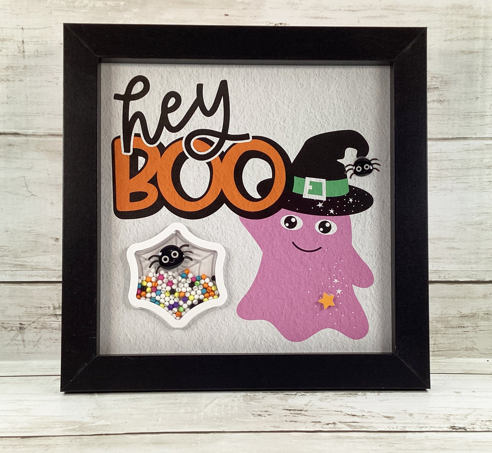 Halloween Decor Pastel Cat Ghost Trick Treat Shaker Signs 3pc Set