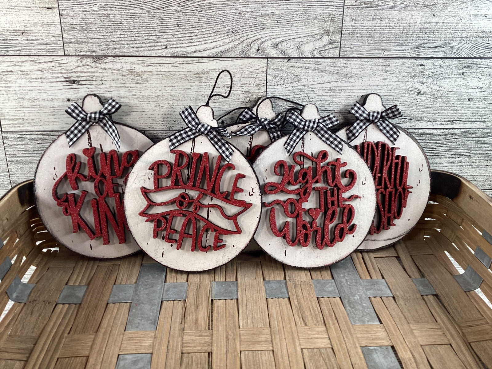 AGD Christmas Decor -  Names of God Advent Layered Wood Ornaments 5pc