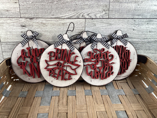 AGD Christmas Decor -  Names of God Advent Layered Wood Ornaments 5pc