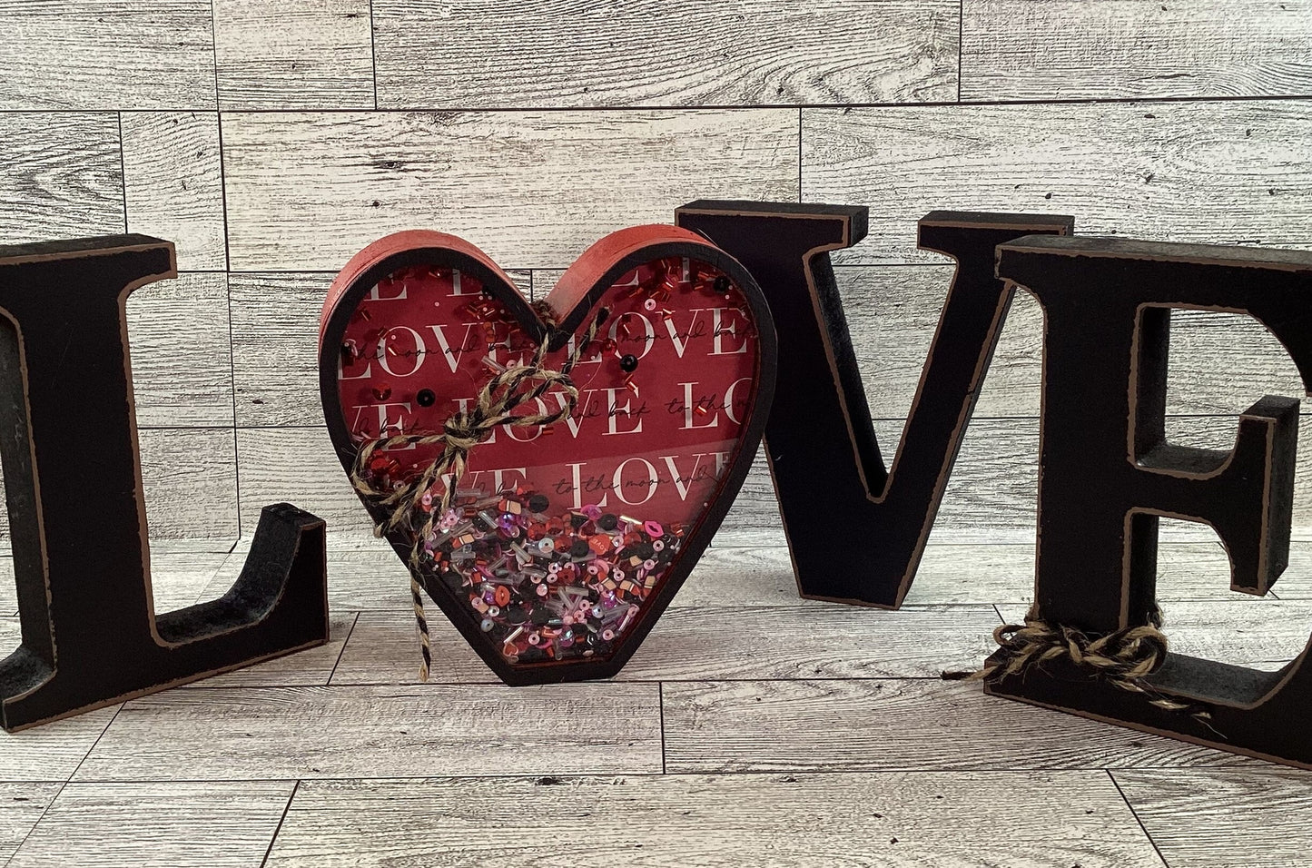 AGD  Valentine Decor - Heart Shaker Love Word Tabletop Display