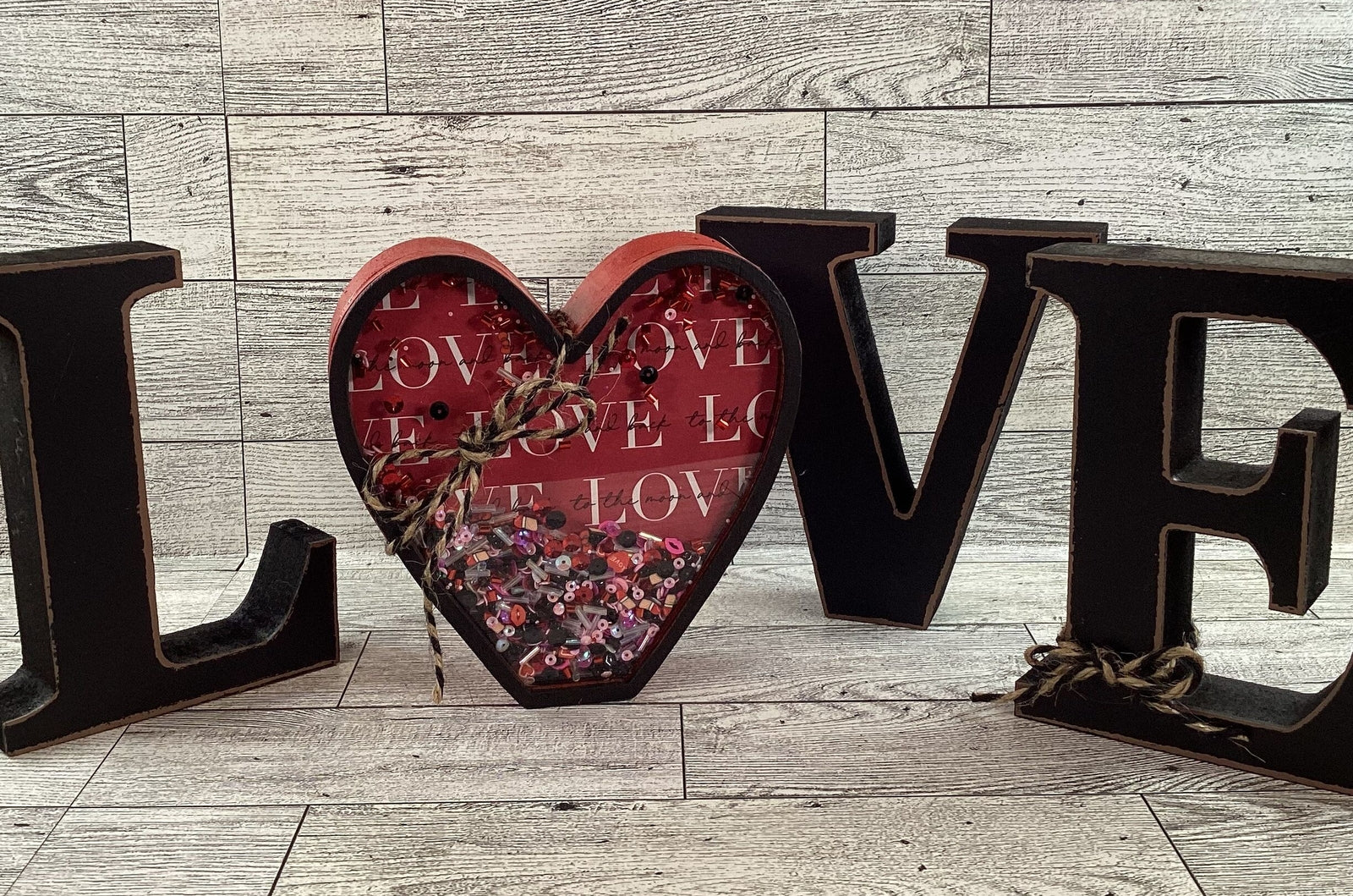 AGD  Valentine Decor - Heart Shaker Love Word Tabletop Display