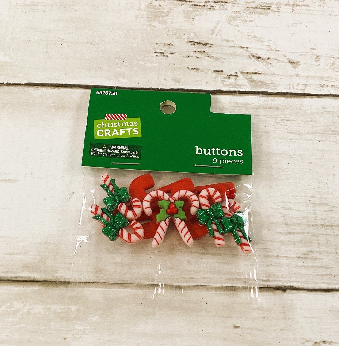 HL Christmas Craft Supply - Candy Cane Button Embellishments 9pc Set