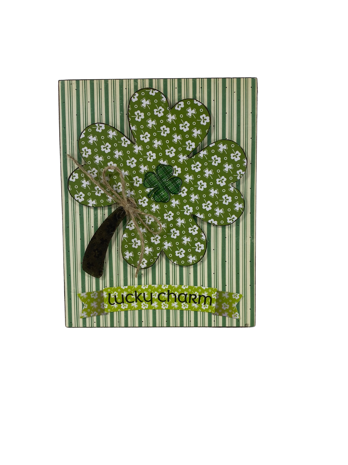 AGD St Patricks Decor - Keep Calm Jig On Lucky Charm Block Sign