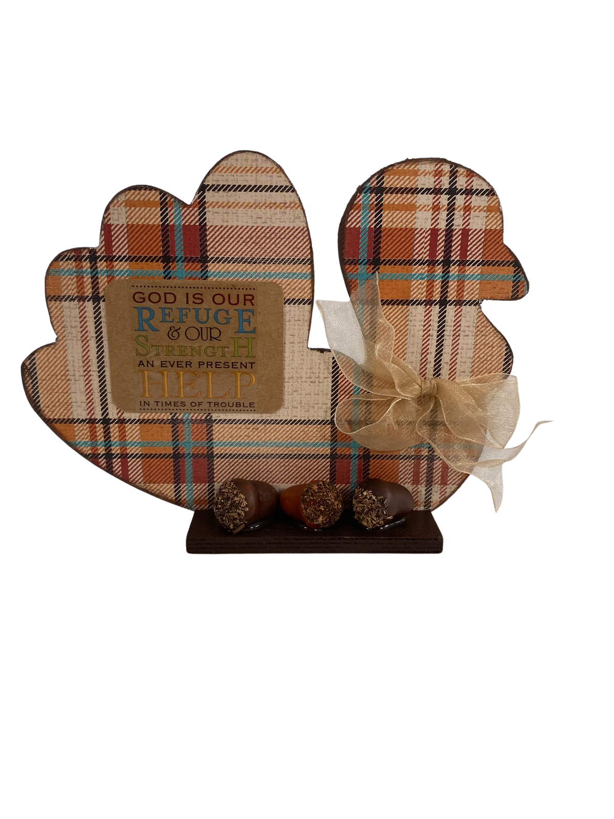 AGD Fall Decor - Refuge With God Things Possible Turkey Candy Corn 2pc Set