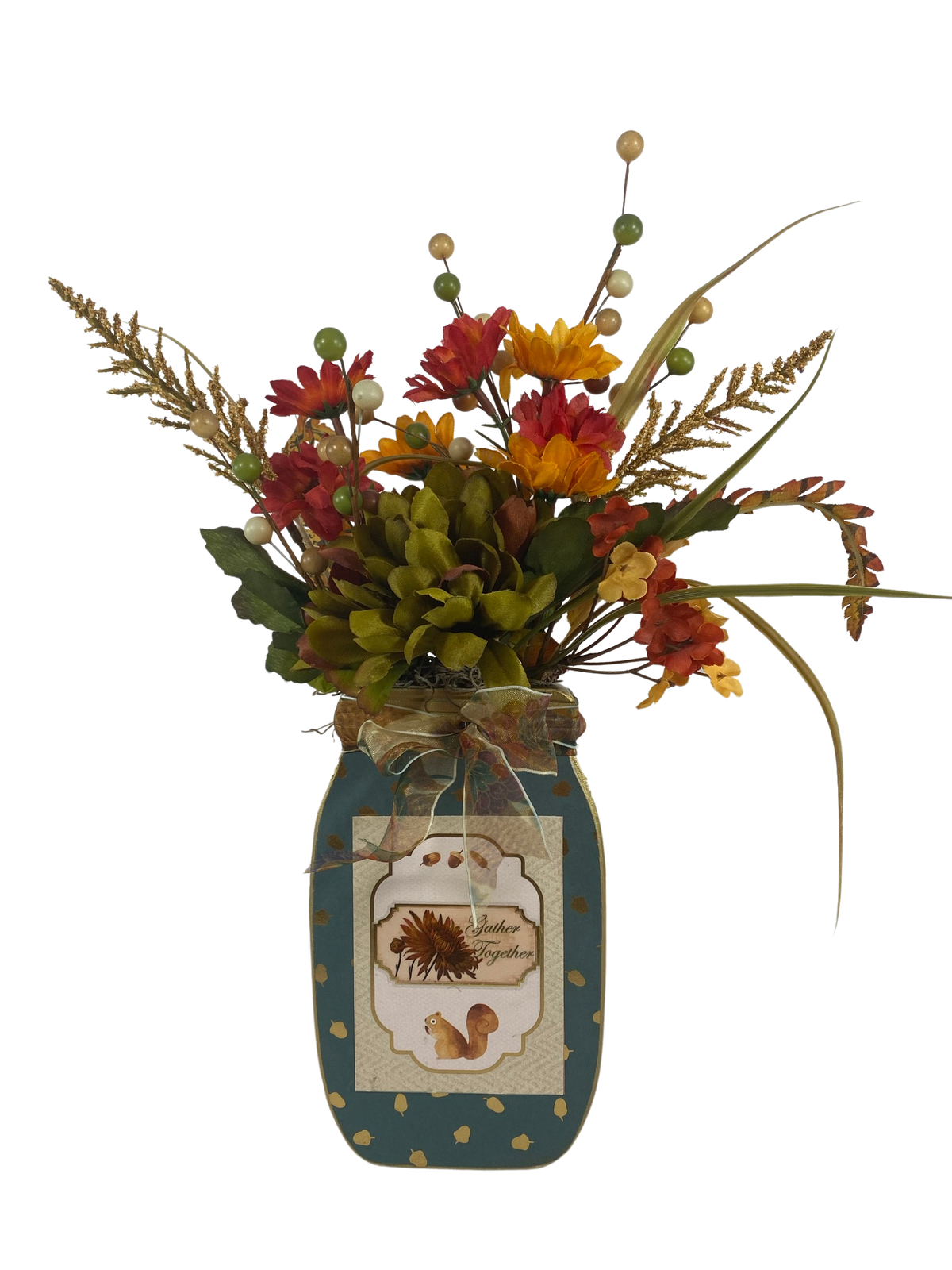 AGD Fall Decor - Gather Together Floral Wood Mason Jar Display
