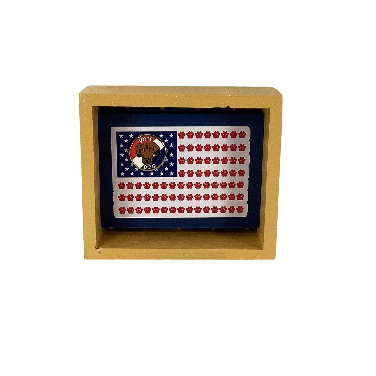 AGD Patriotic Decor - Vote Dog Paw Prints July 4th Reversible Wood Sign