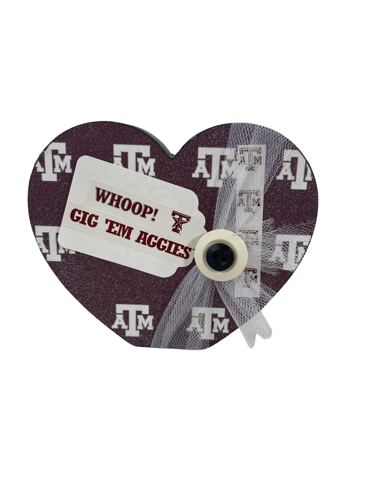 AGD  Fall Decor - Texas A & M College Football Chunky Wood Heart Sitter